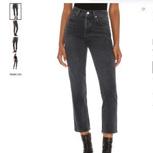 Agolde Riley High Rise Straight Crop Black Size 30